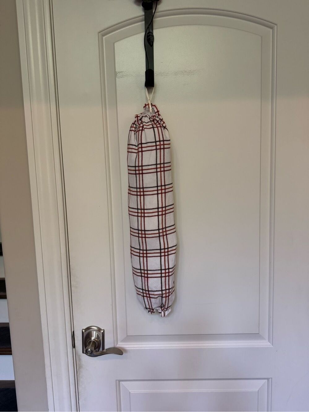 Handmade Plastic Bag Holder-Striped light brown and brown